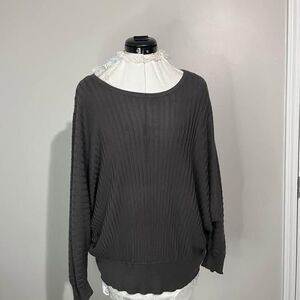 XL Ovla Blouse Long Sleeve gray Blouse batwing sleeve see thru needs cameo C3847